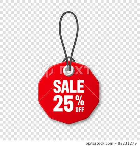 Realistic red price tag. Special offer or shopping discount label. Retail paper sticker. Promotional 88231279