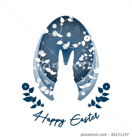 paper cut of happy Easter day with rabbit inside Easter egg paper cut of happy Easter day with rabbit inside Easter egg 88231297