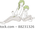 A boy giving a carnation to his mother on Mother's Day 88231326