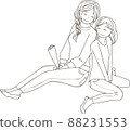 A girl giving a carnation to her mother on Mother's Day 88231553