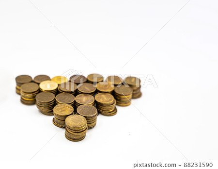 Russian rubles of various denominations on a white background 88231590