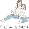 A girl giving a carnation to her mother on Mother's Day 88231714