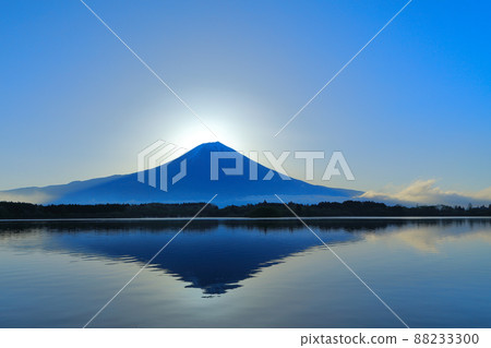 Upside down Fuji at dawn (Lake Tanuki) Fujinomiya City, Shizuoka Prefecture Upside down Fuji at dawn (Lake Tanuki) Fujinomiya City, Shizuoka Prefecture 88233300