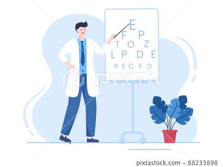 Ophthalmology of Checks Patient Sight, Optical Eyes Test, Spectacles Technology and Choosing Eyeglasses with Correction Lens in Flat Cartoon Illustration Ophthalmology of Checks Patient Sight, Optical Eyes Test, Spectacles Technology and Choosing Eyeglasses with Correction Lens in Flat Cartoon Illustration 88233898