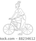 一個女人騎自行車的單色插圖 88234612
