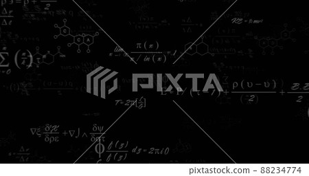 Image of mathematical equations processing on black background Image of mathematical equations processing on black background 88234774
