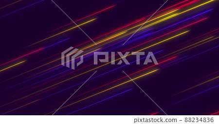 Image of multi coloured neon light trails moving in hypnotic motion on seamless loop 88234836