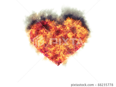 Illustration of a burning heart-shaped flame Illustration of a burning heart-shaped flame 88235778