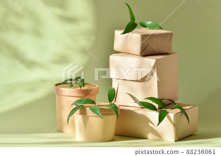 Eco-packaging made of paper and cardboard. copy space  88236061