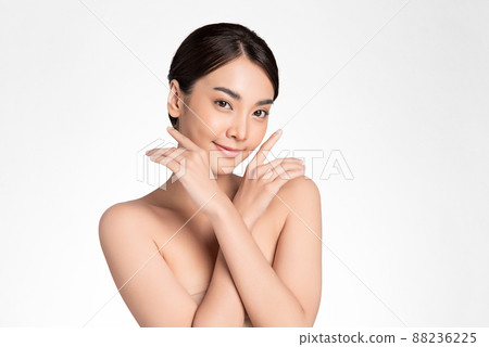 Beautiful young asian woman with clean fresh skin on white background, Face care, Facial treatment, Beautiful young asian woman with clean fresh skin on white background, Face care, Facial treatment, 88236225
