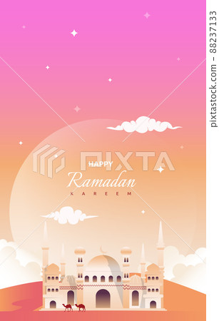 Ramadan Kareem Greeting Card Mosque Night Sky Vector Design Template Ramadan Kareem Greeting Card Mosque Night Sky Vector Design Template 88237133