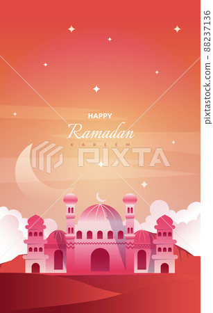 Ramadan Kareem Greeting Card Mosque Night Sky Vector Design Template Ramadan Kareem Greeting Card Mosque Night Sky Vector Design Template 88237136