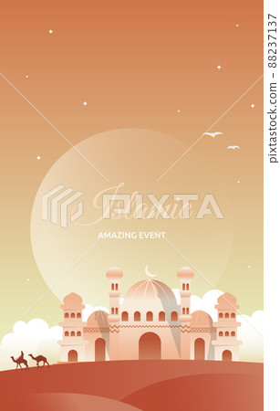 Islamic Event Greeting Card Mosque Night Sky Vector Design Template Islamic Event Greeting Card Mosque Night Sky Vector Design Template 88237137
