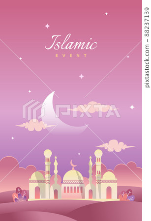 Islamic Event Greeting Card Mosque Night Sky Vector Design Template Islamic Event Greeting Card Mosque Night Sky Vector Design Template 88237139