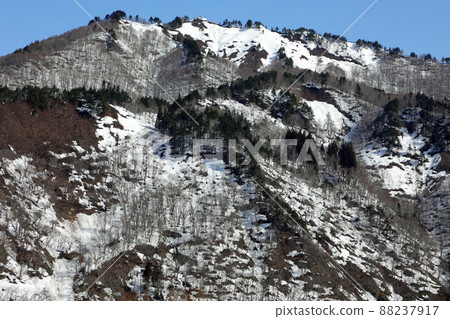 Tadami Town, Fukushima Prefecture, which grows on the ridgeline of Manaitagurayama, a satoyama that melts snow Tadami Town, Fukushima Prefecture, which grows on the ridgeline of Manaitagurayama, a satoyama that melts snow 88237917