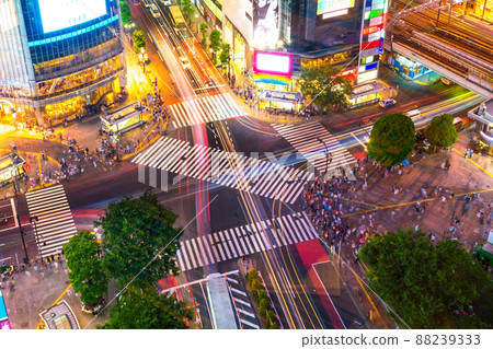 Shibuya Crossing from top view in Tokyo 88239333
