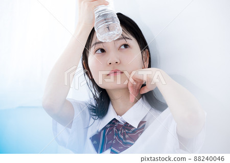 Summer image High school girls drinking water Summer image High school girls drinking water 88240046