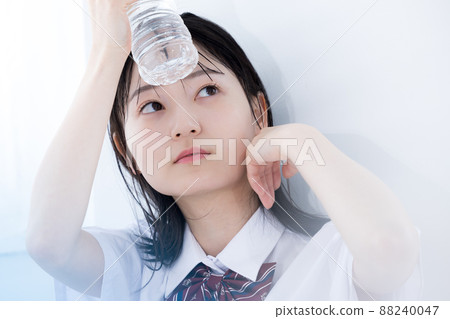 Summer image High school girls drinking water Summer image High school girls drinking water 88240047