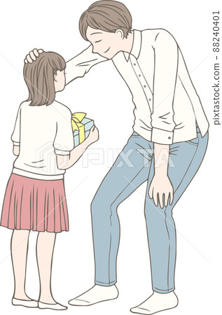 A girl giving a present to her father on Father's Day 88240401