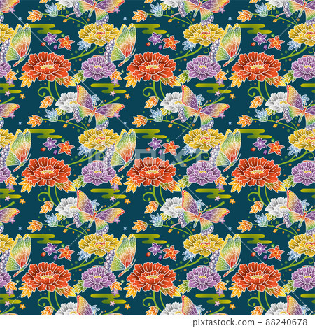 沖繩傳統工藝琉球 Bingata 設計插圖 沖繩傳統工藝琉球 Bingata 設計插圖 88240678