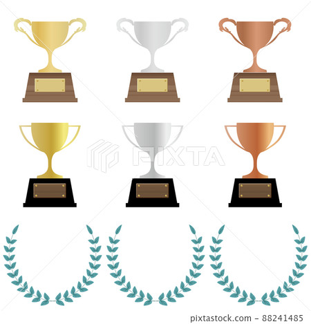 Illustration of gold / silver / bronze trophy icon set Illustration of gold / silver / bronze trophy icon set 88241485