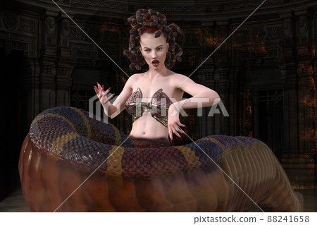 Medusa stopped and turned angry. 3D illustration 3D rendering 88241658