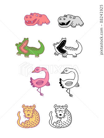 Animal cut (hippo_crocodile_flamingo_cheetah) 88241925