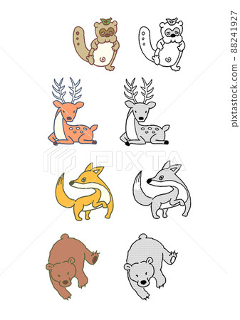 Animal cut (raccoon dog_deer_fox_bear) 88241927