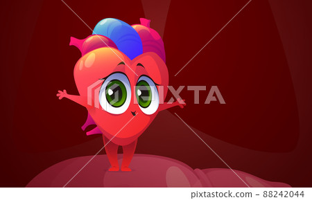 Human heart cartoon character, cute internal organ Human heart cartoon character, cute internal organ 88242044