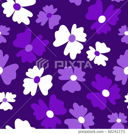 Seamless floral pattern based on traditional folk art ornaments. Colorful flowers on color background. Scandinavian style. Sweden nordic style. Vector illustration. Simple minimalistic pattern 88242173