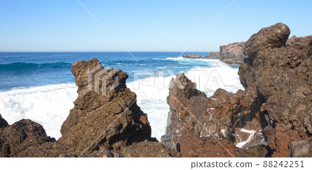 Huge waves crashing on the coast of Lanzarote 88242251