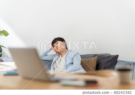 Senior woman tired napping Senior woman tired napping 88242382