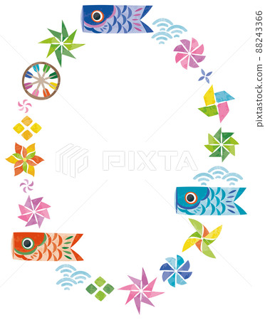 五月兒童節鯉魚飄帶立式圓框圖解 88243366