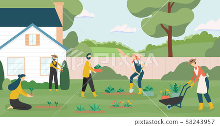 Gardening people together, farming and planting growing 88243957