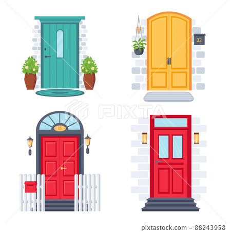 Front doors design, exterior facade of house 88243958
