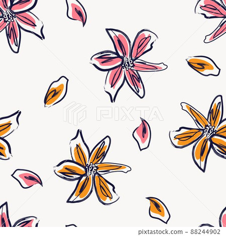 Floral Brush strokes Seamless Pattern Design - Stock Illustration ...