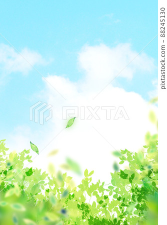 清新的天空和清新的綠色背景素材 88245130