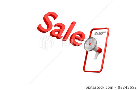 3D. sale megaphone and mobilephone campaign promotion shopping on black background. 3D. sale megaphone and mobilephone campaign promotion shopping on black background. 88245652