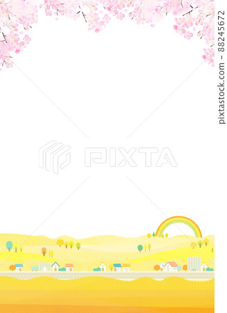 Rape field and cityscape background material Rape field and cityscape background material 88245672