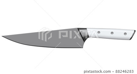 Chef's kitchen knife with a wooden handle isolated on white background. 88246283