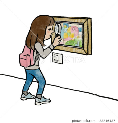 用放大鏡看畫的女孩 88246387