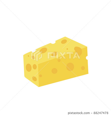 A piece of cheese on a white background 88247478
