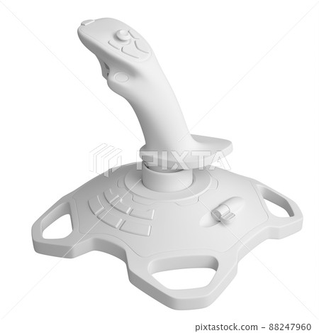 Realistic joystick for flight simulator isolated on white monochrome background. 3D render of streaming gear for cloud gaming or gamer workspace concept 88247960
