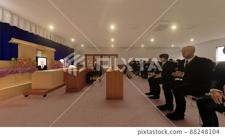 Funeral home, with people, with ghost photos, CG illustrations 88248104