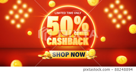 Sale banner 50% cashback template design for web or social media. Sale banner 50% cashback template design for web or social media. 88248894