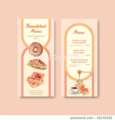 Menu template with specialty breakfast concept,watercolor style 88249288