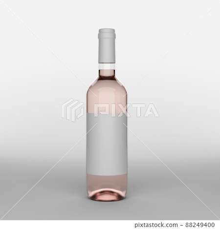 Bottle of rose wine with label on a white background. 3d realism render 88249400