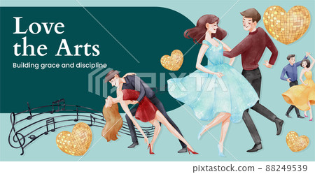 Billboard template with international dance day concept,watercolor style 88249539