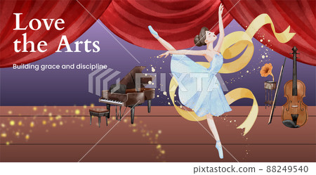 Billboard template with international dance day concept,watercolor style 88249540
