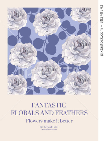 Poster template with floral feather boho concept,watercolor style 88249543